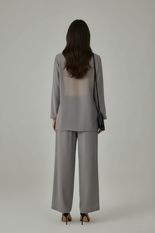 Lush Layer Blazer with Trousers - Grey