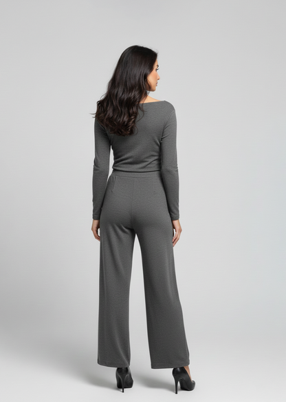 Cowl top & Pants Set - Grey