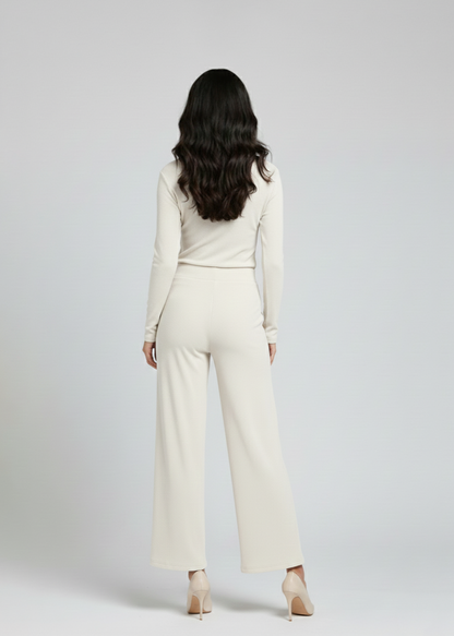 Cowl top & Pants Set - White