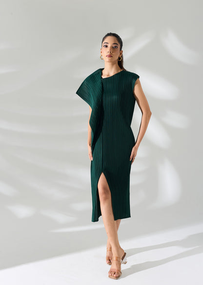 Osho Shoulder flap Dress - Emerald Green
