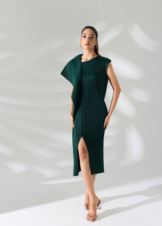 Osho Shoulder flap Dress - Emerald Green