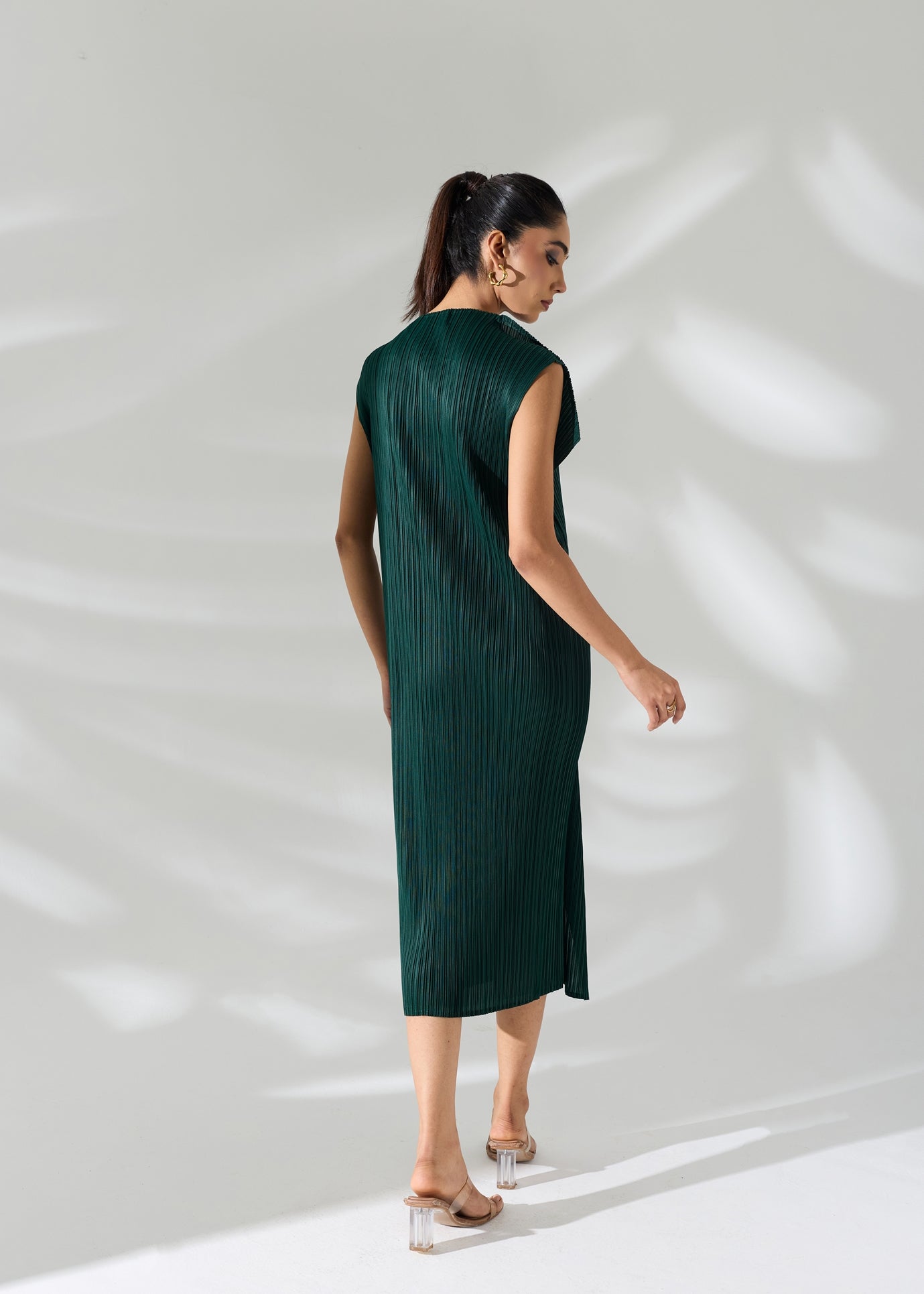 Osho Shoulder flap Dress - Emerald Green