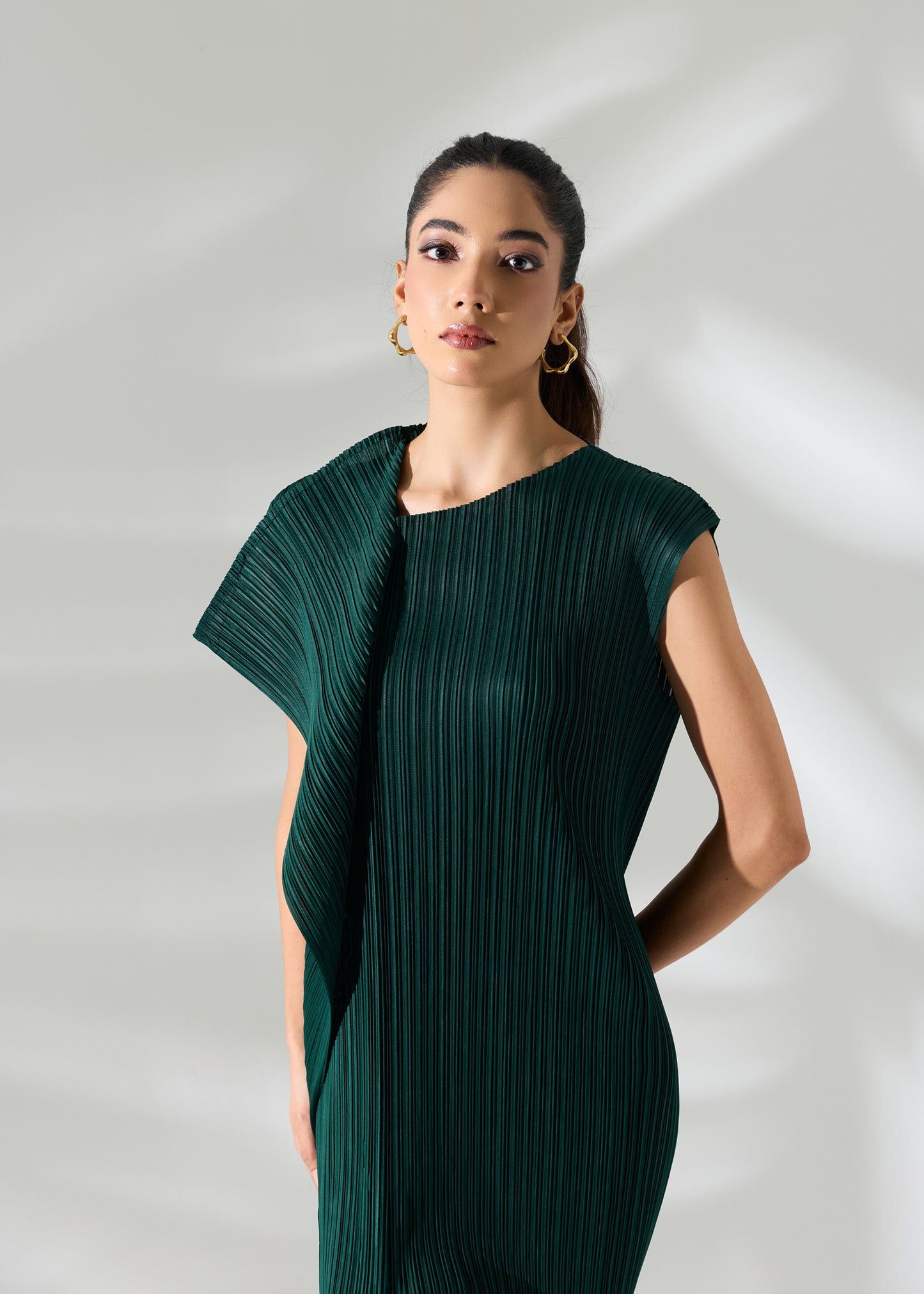 Osho Shoulder flap Dress - Emerald Green