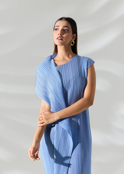 Osho Shoulder flap Dress - Light Blue
