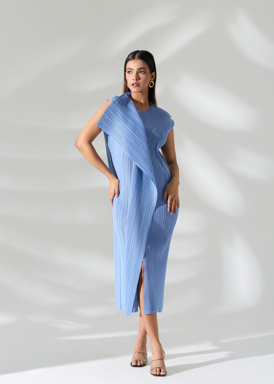 Osho Shoulder flap Dress - Light Blue