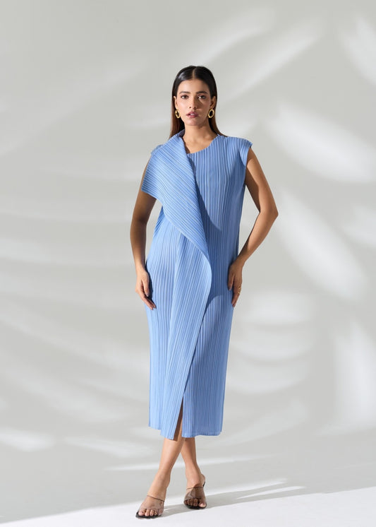 Osho Shoulder flap Dress - Light Blue