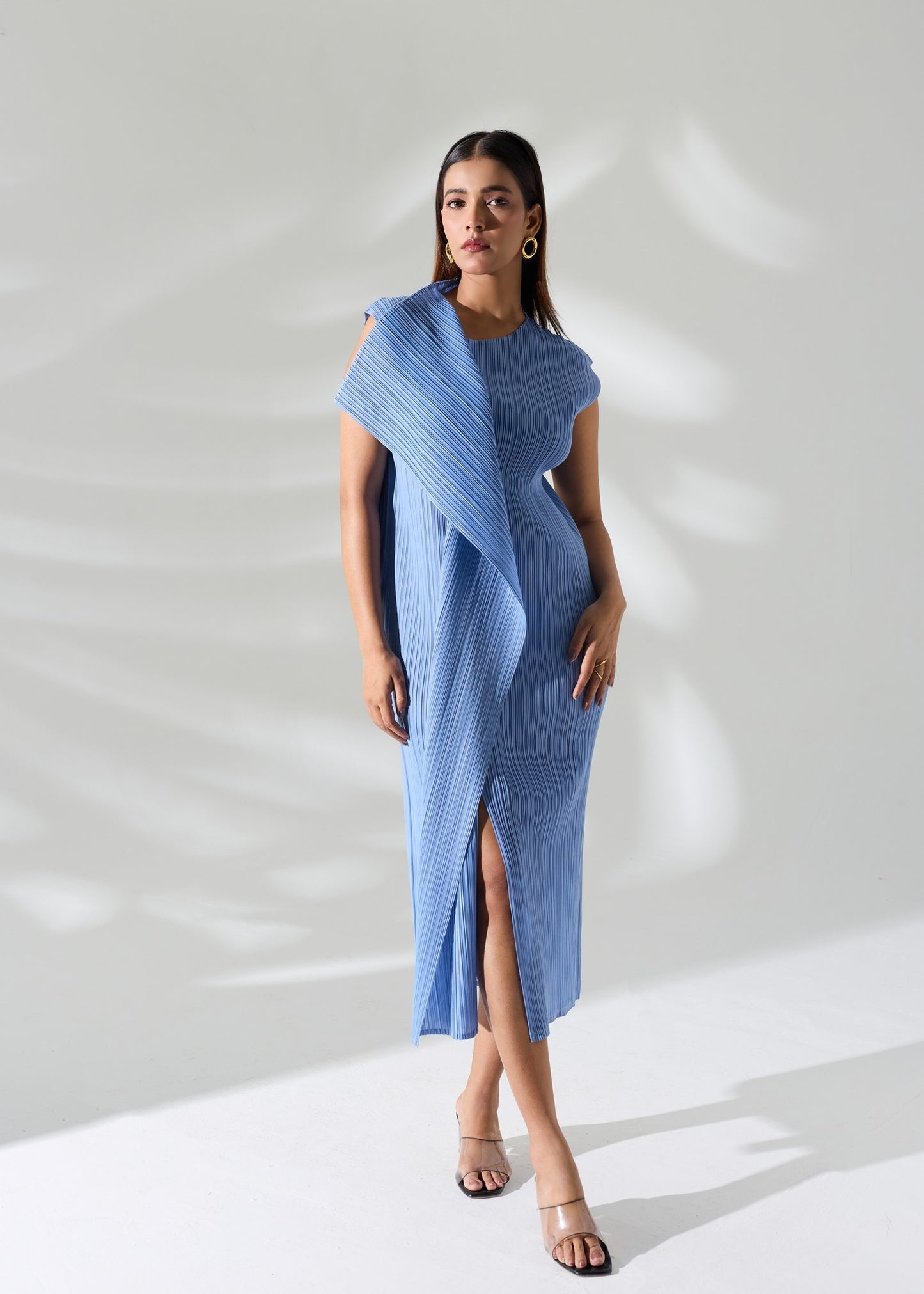 Osho Shoulder flap Dress - Light Blue