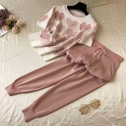 Pink Heart Jogger Set