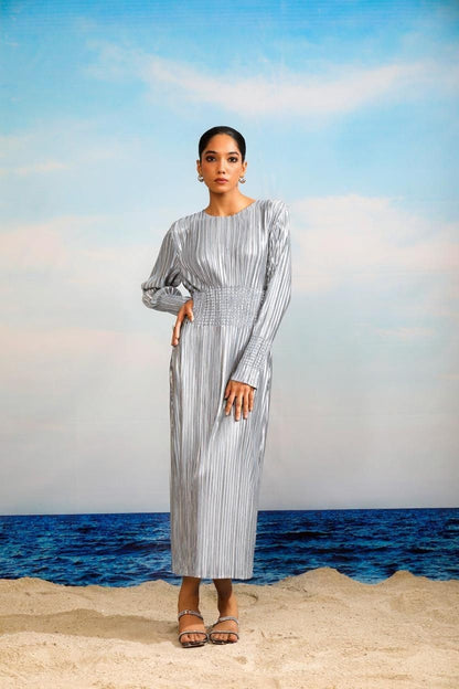 Rochella Metallic Dress - Silver Ash