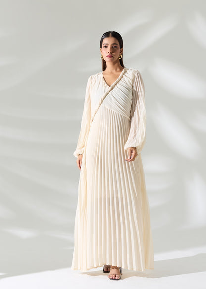 Sahara Pleated Long Dress - Ivory