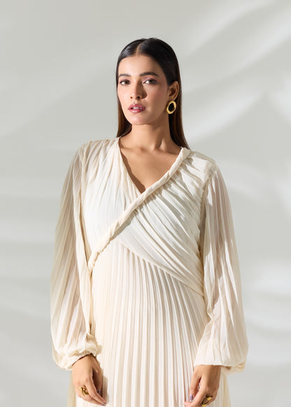 Sahara Pleated Long Dress - Ivory