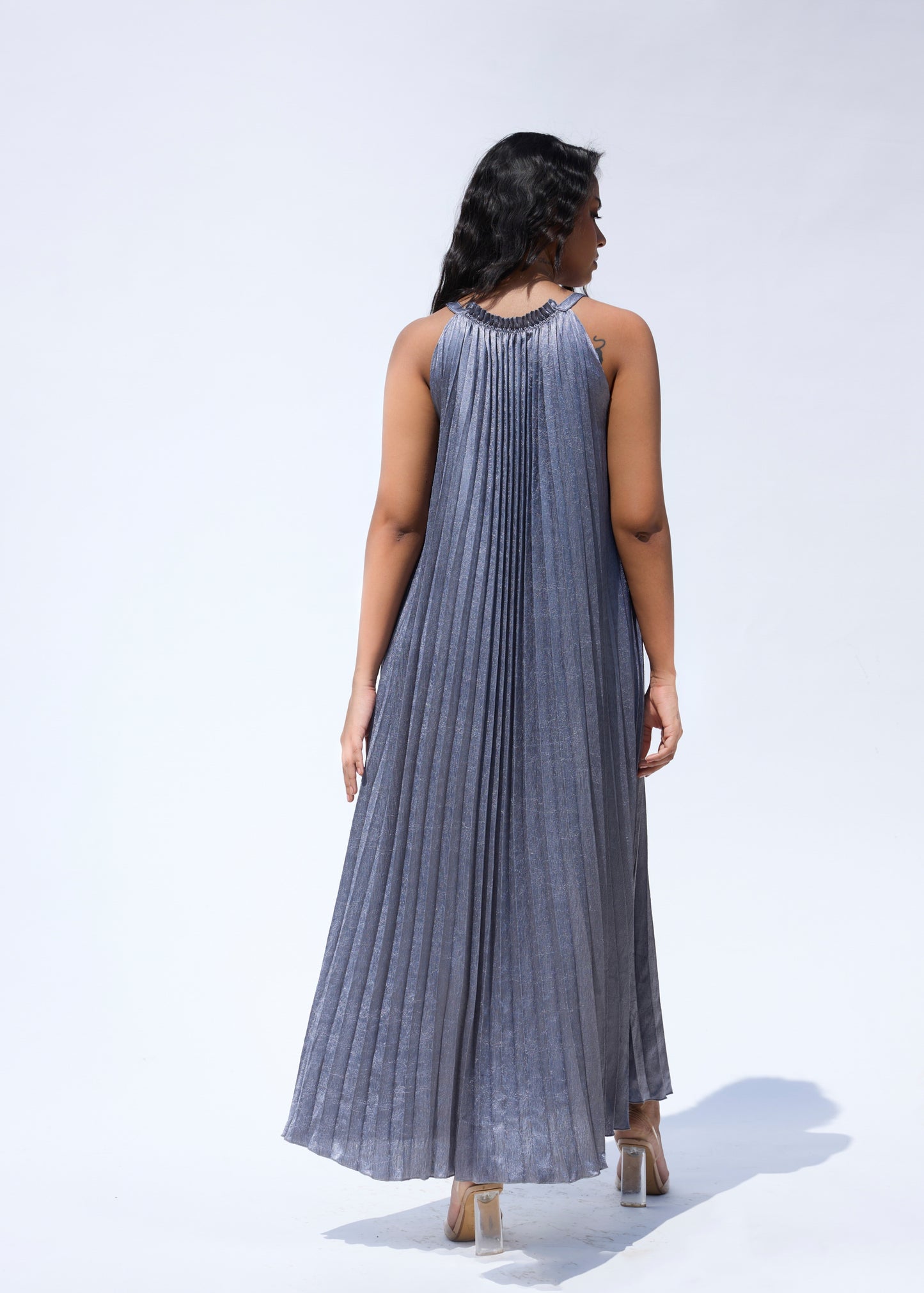 Robe plissée Flora noire