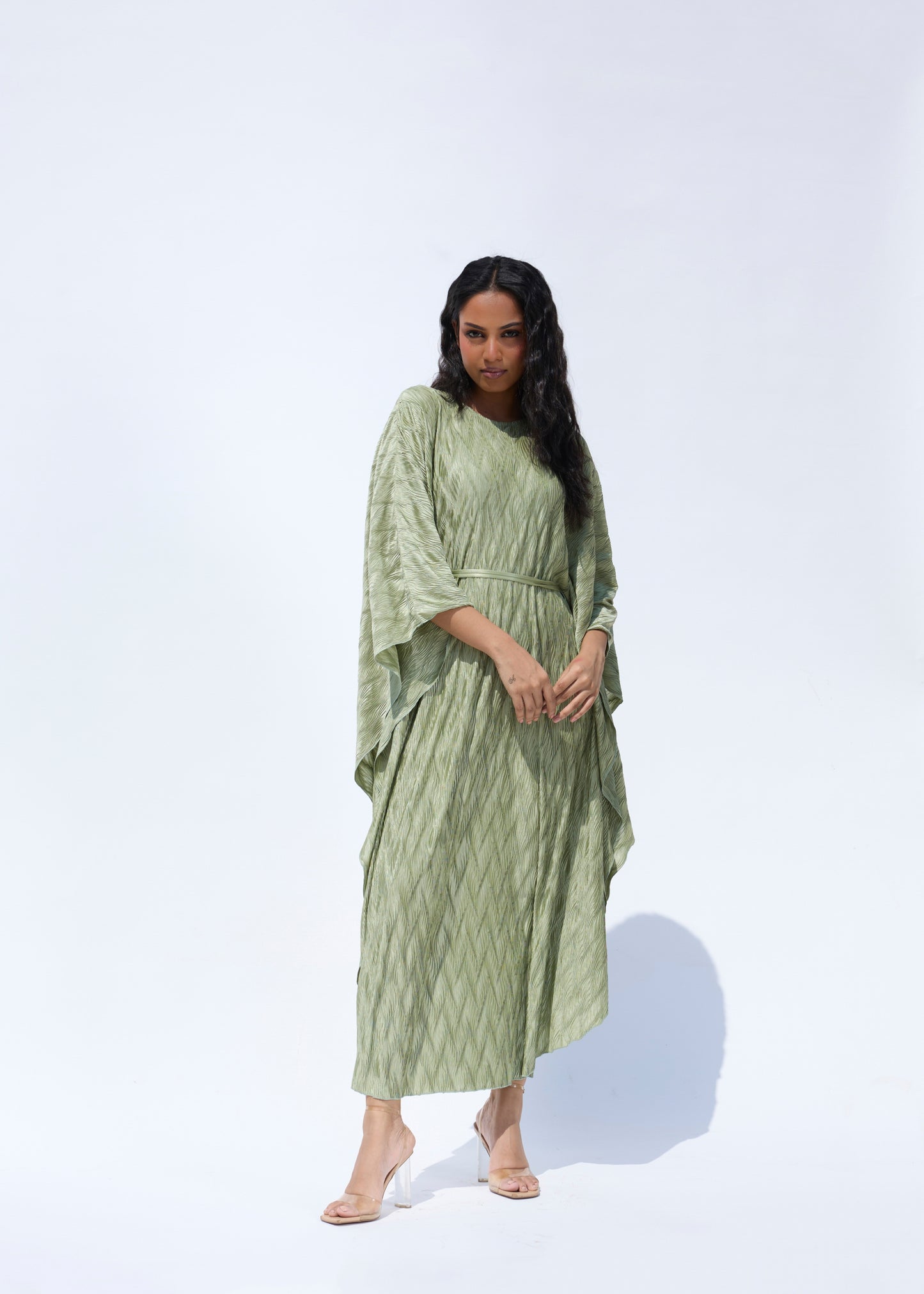 Salvia Metallic Kaftan - Sage Green