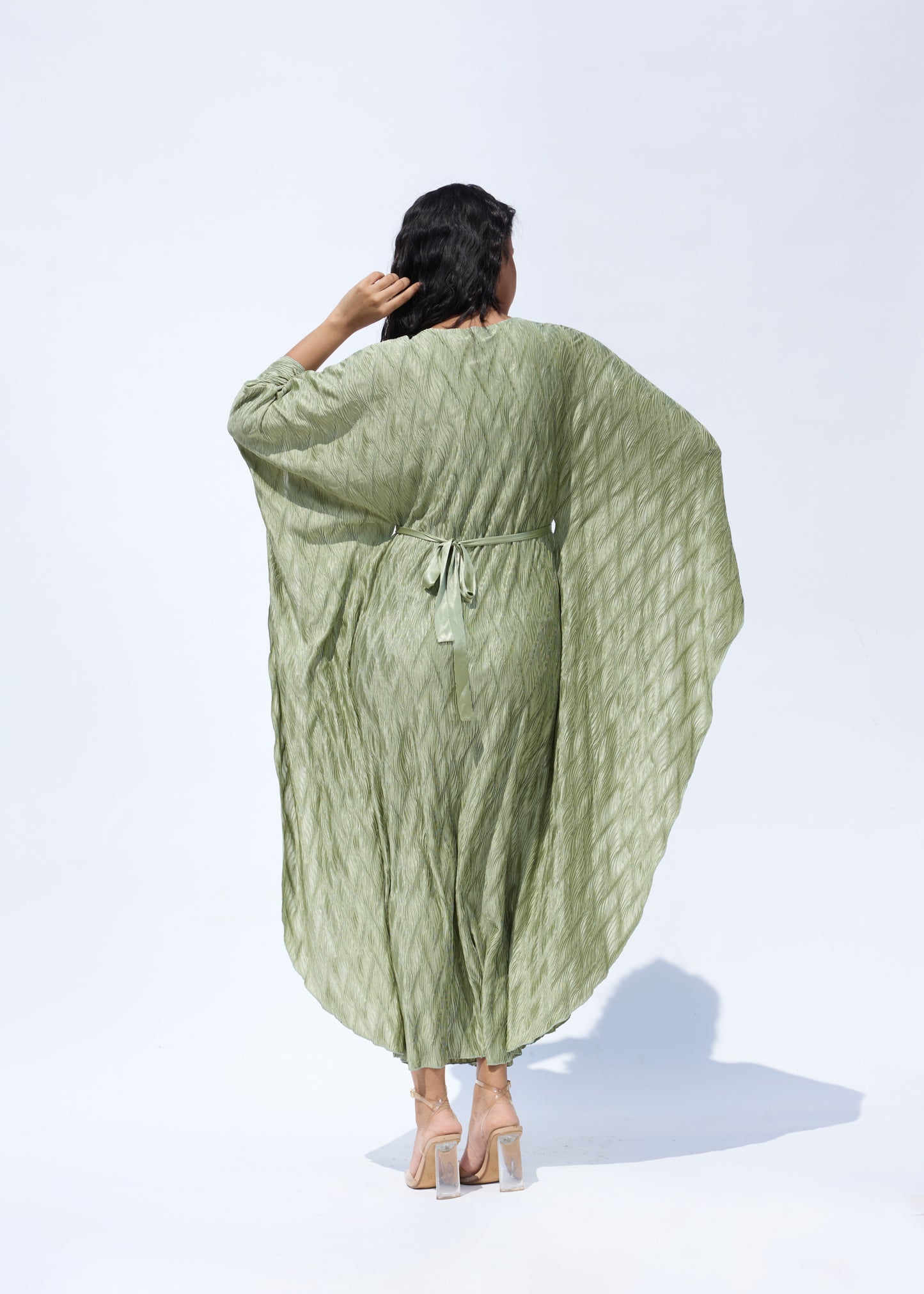Salvia Metallic Kaftan - Sage Green
