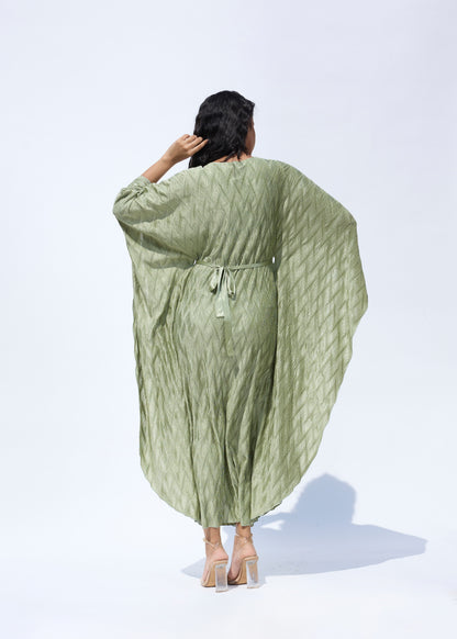 Salvia Metallic Kaftan - Sage Green