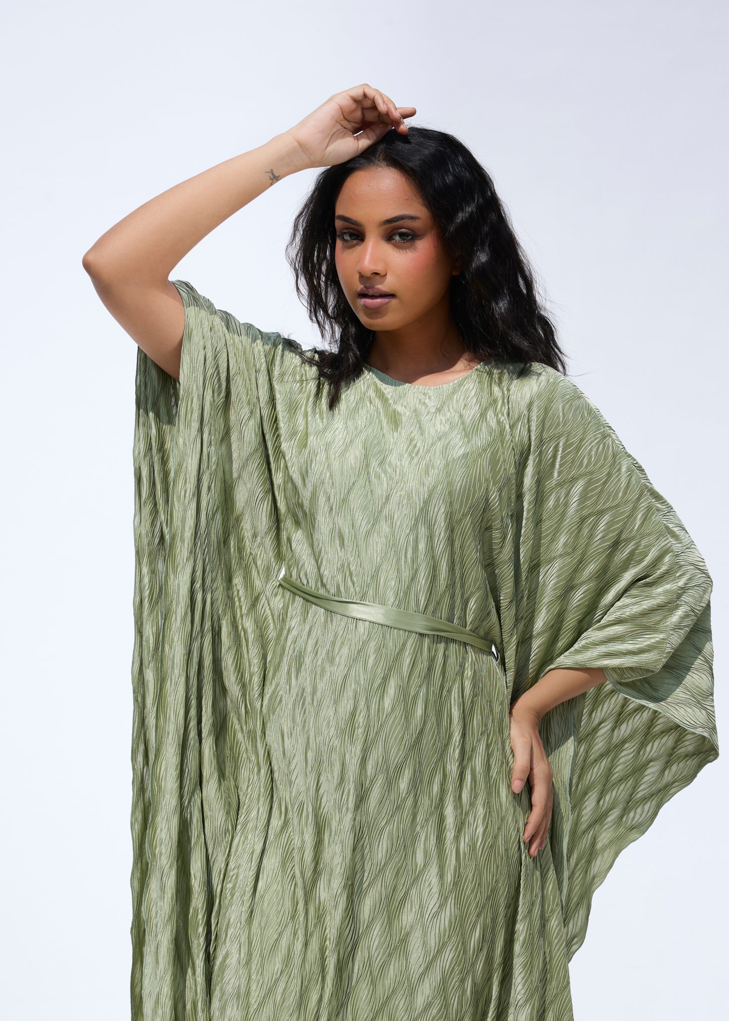 Salvia Metallic Kaftan - Sage Green