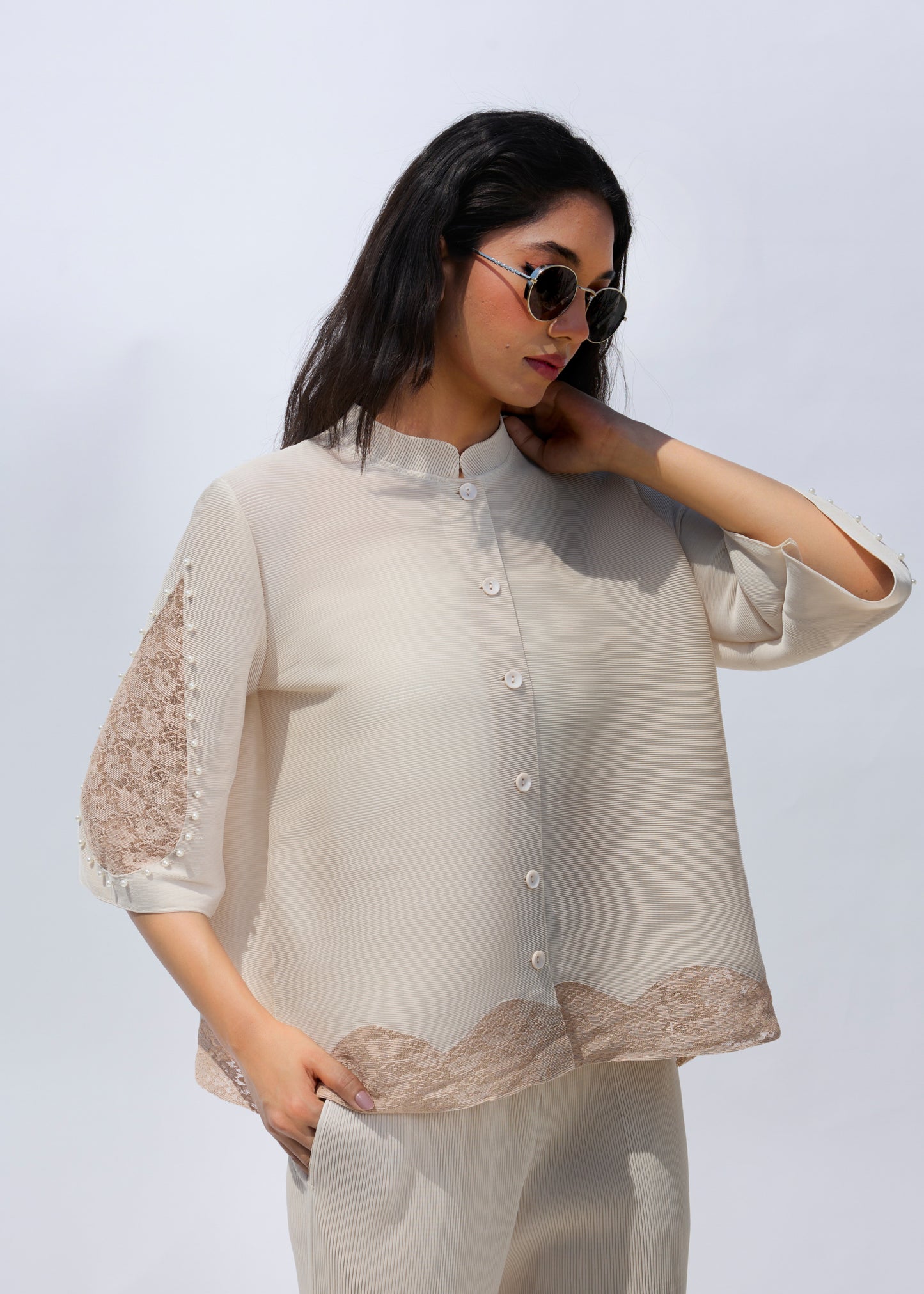 Lace Sharon Coord Set - Ivory