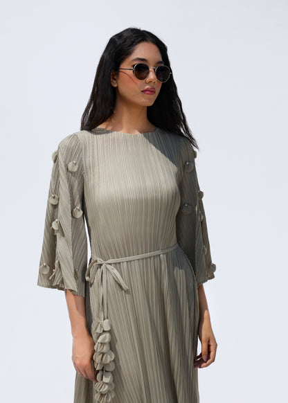 3D Flora Swing Dress - Sage Green