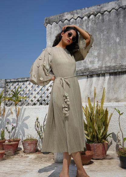 3D Flora Swing Dress - Sage Green