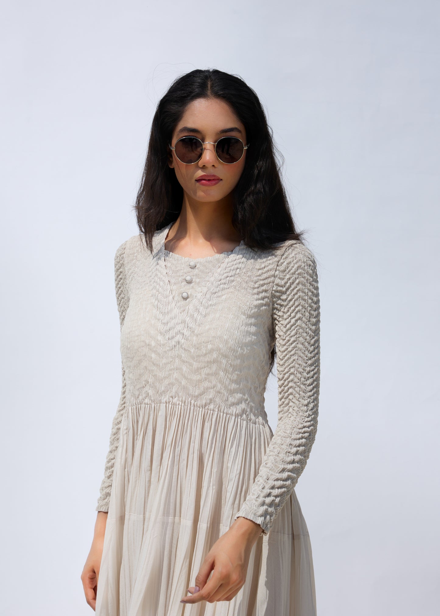 Robe plissée Flora noire