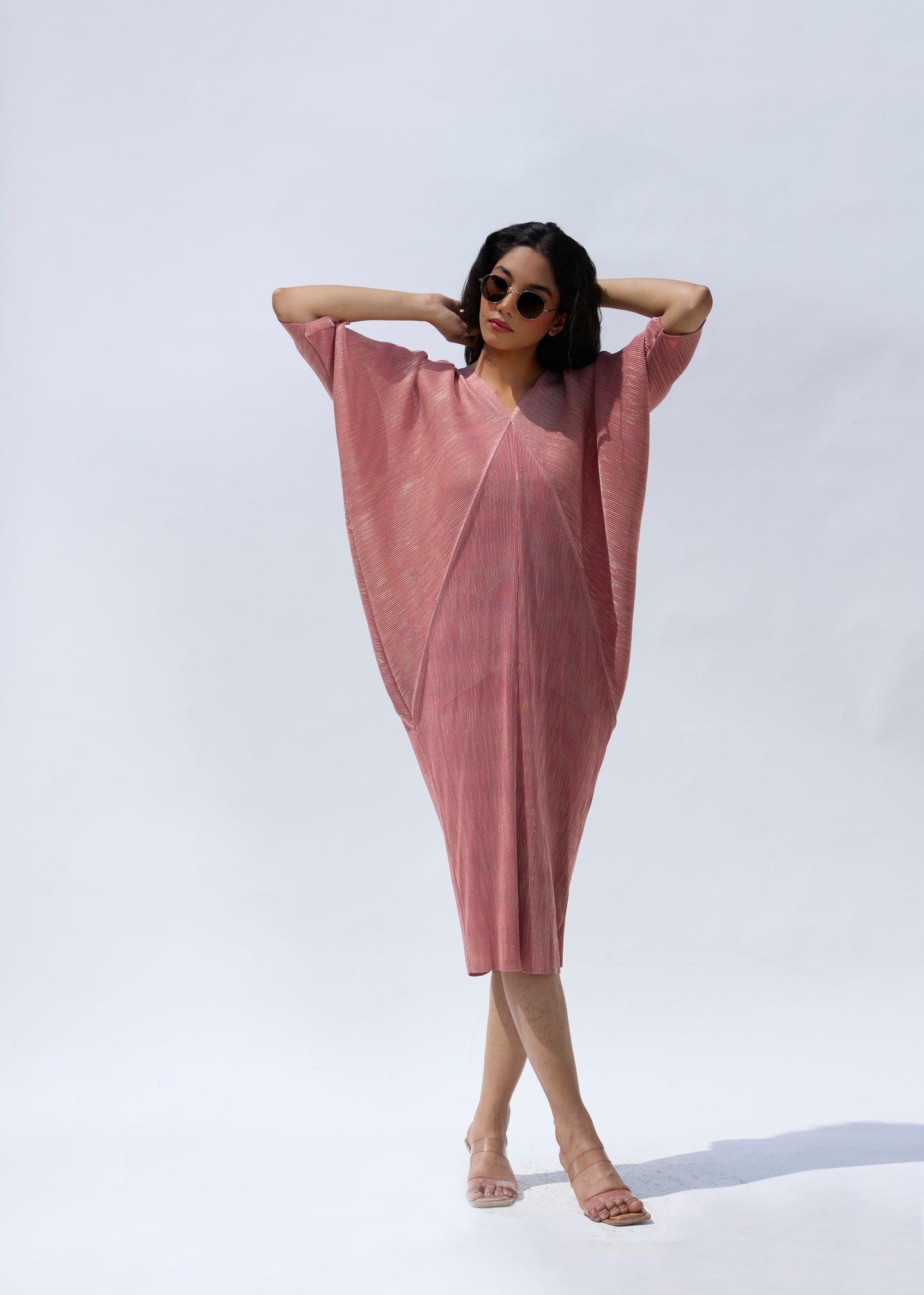 Laila Metallic Dress - Pink
