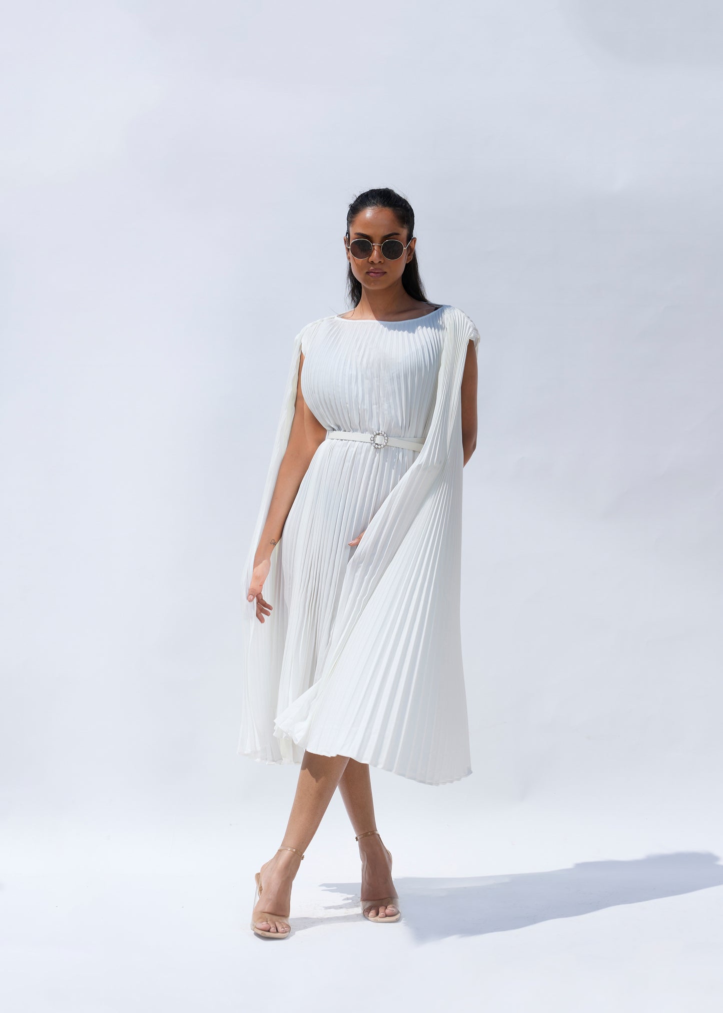 Lulu Cloak Sleeve Dress - White
