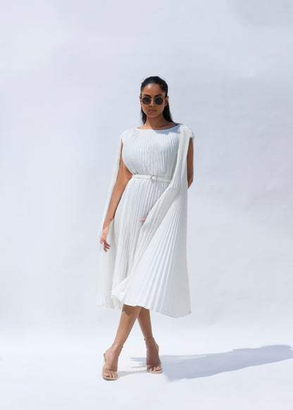 Lulu Cloak Sleeve Dress - White
