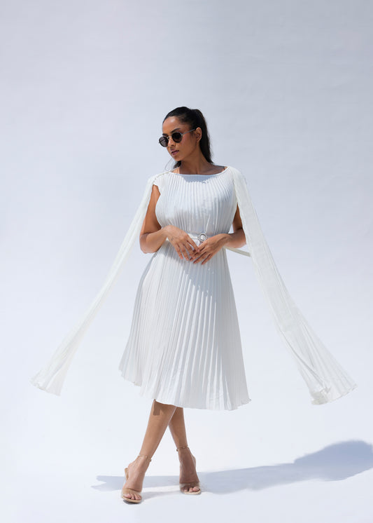 Lulu Cloak Sleeve Dress - White