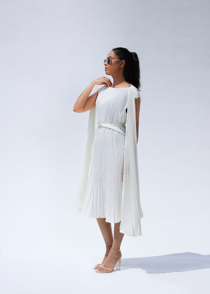 Lulu Cloak Sleeve Dress - White