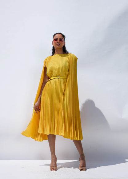 Lulu Cloak Sleeve Dress -  Yellow