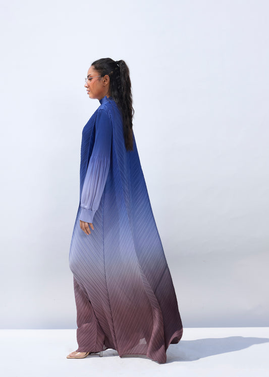 Ombre Long Flora Maxi - Blue to Brown