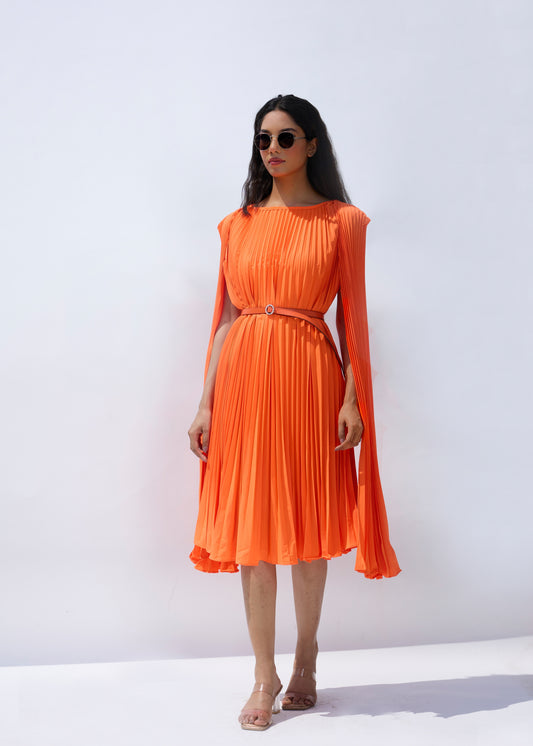 Lulu Cloak Sleeve Dress - Orange
