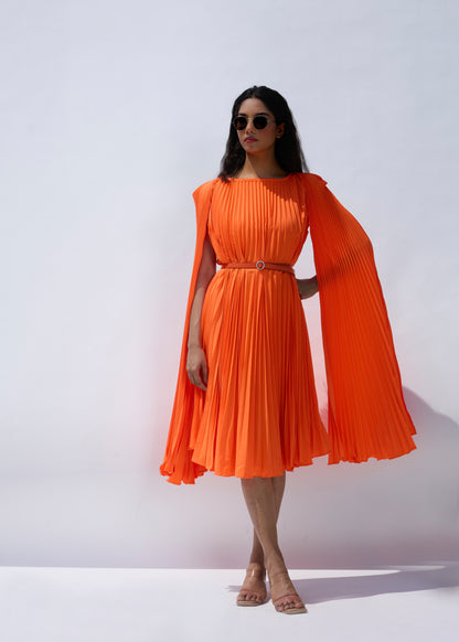 Lulu Cloak Sleeve Dress - Orange