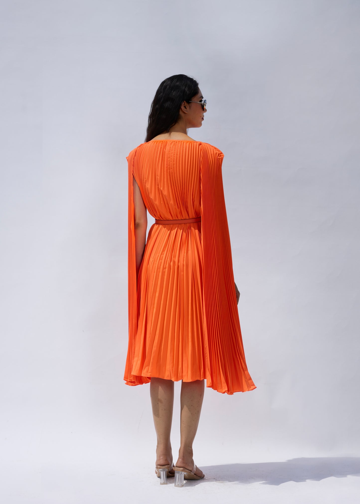 Lulu Cloak Sleeve Dress - Orange