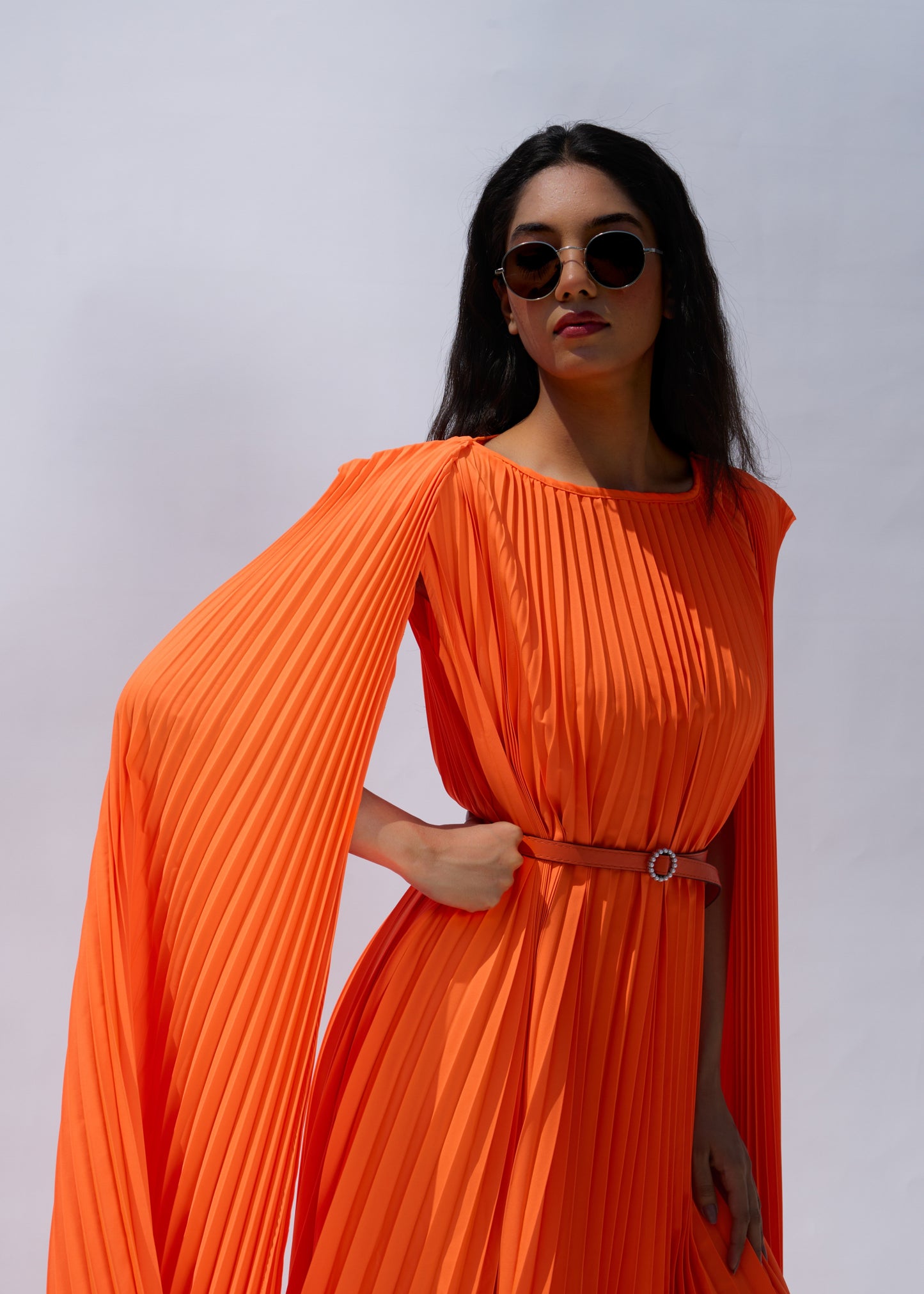 Lulu Cloak Sleeve Dress - Orange