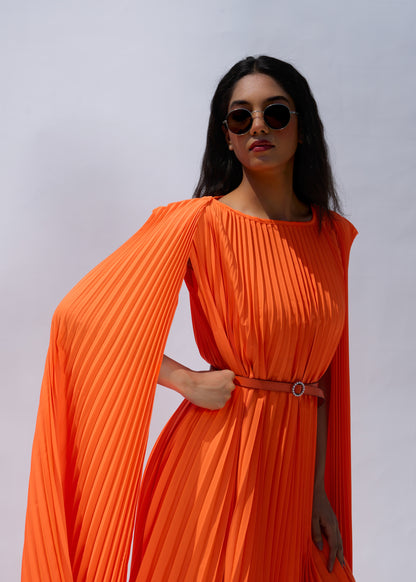 Lulu Cloak Sleeve Dress - Orange