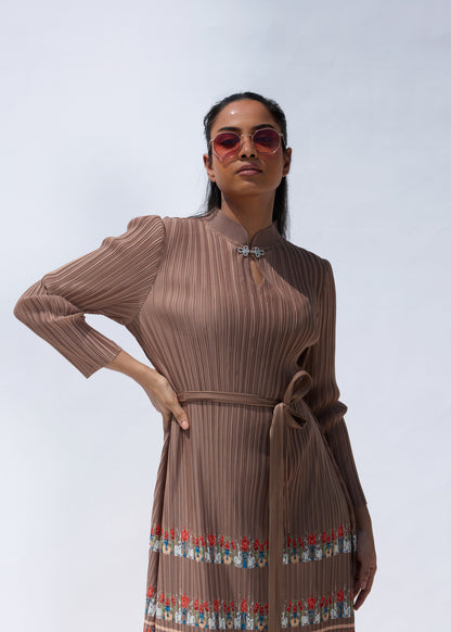 Elizabeth Printed Fringe Dress - Brown