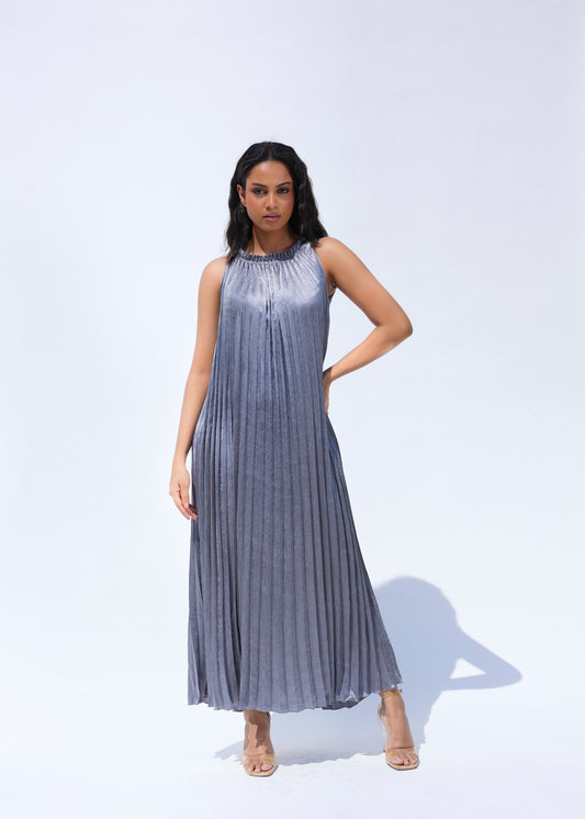 Luna Metallic Dress - Grey