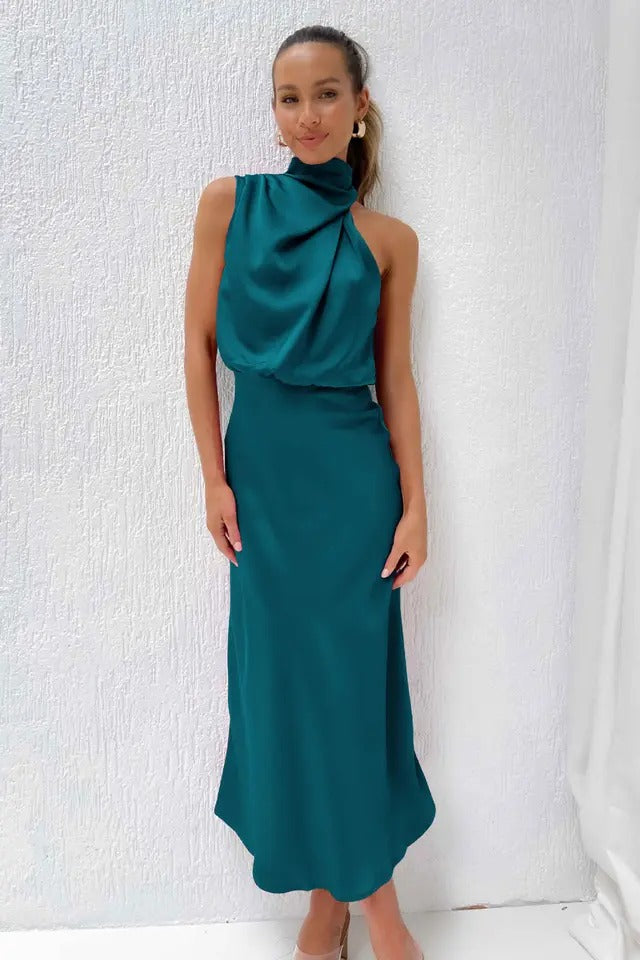 One Shoulder Cowl Dress