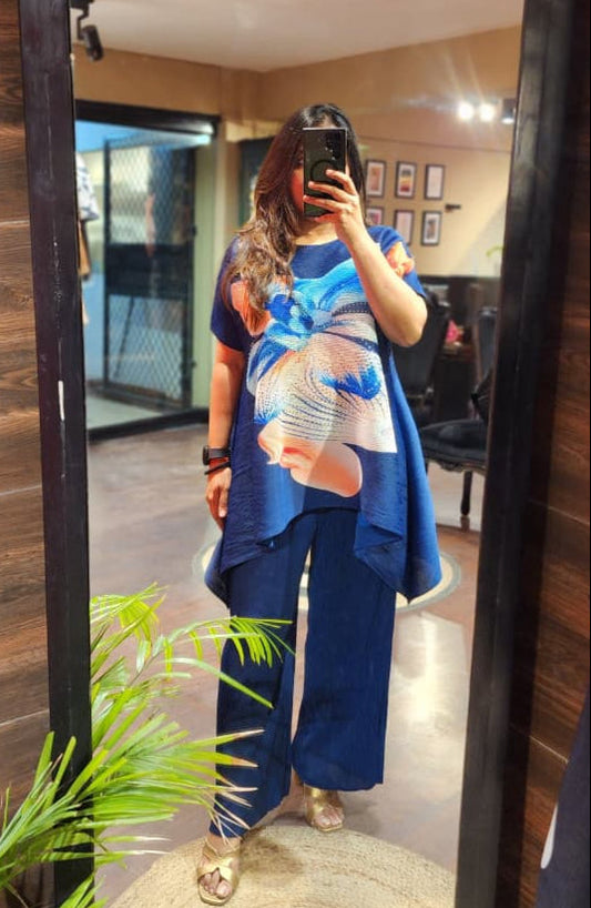 Verde Printed Coord Set - Navy