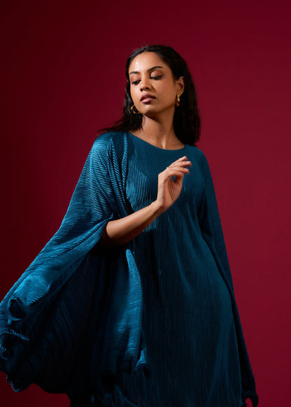 Teal Mini Pleated Dress