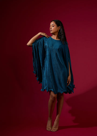 Teal Mini Pleated Dress