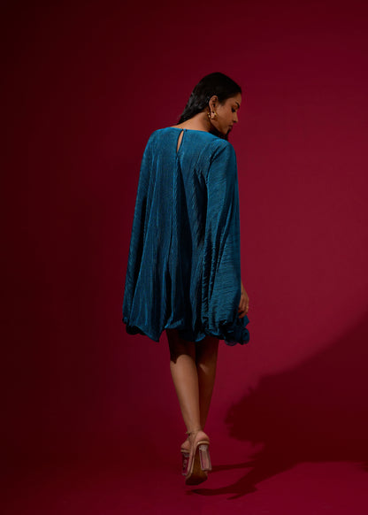 Teal Mini Pleated Dress